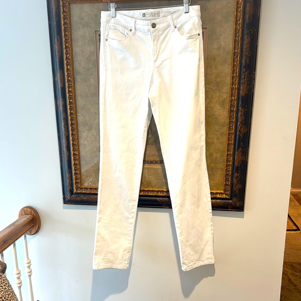 Anne Klein White Straight-Leg Jeans